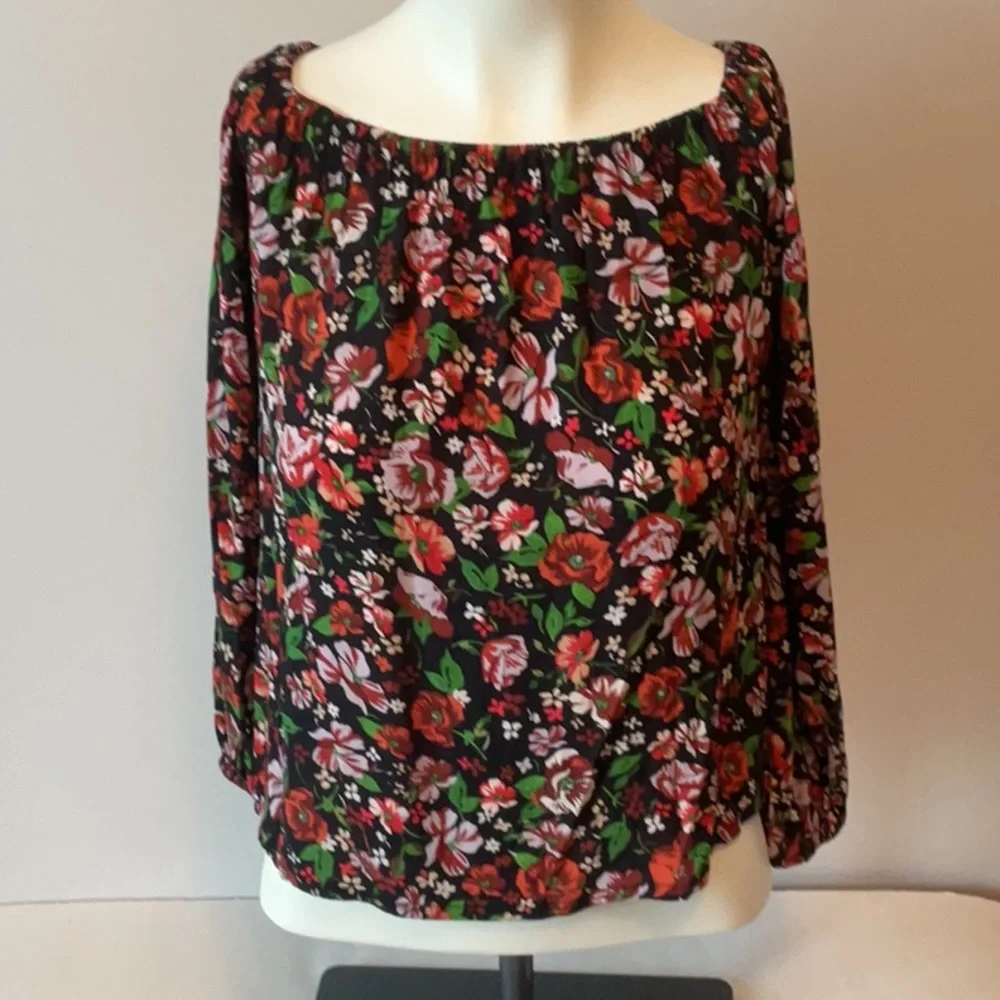 Zara Black Floral Off-Shoulder Top - Picture 5 of 11